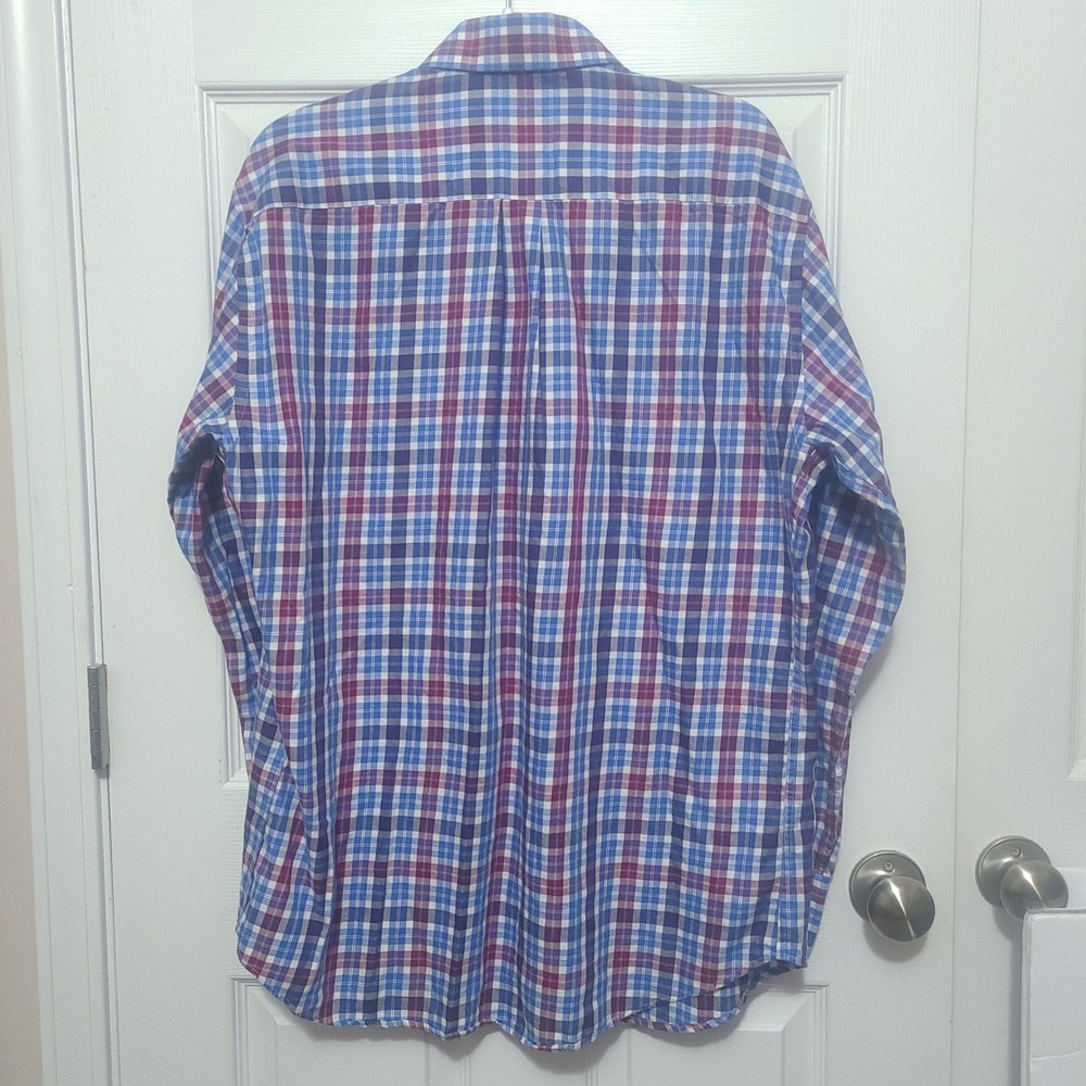 Peter Millar Button Down Shirt Mens Large Multi Color Plaid Long Sleeve Cotton - Picture 3 of 7